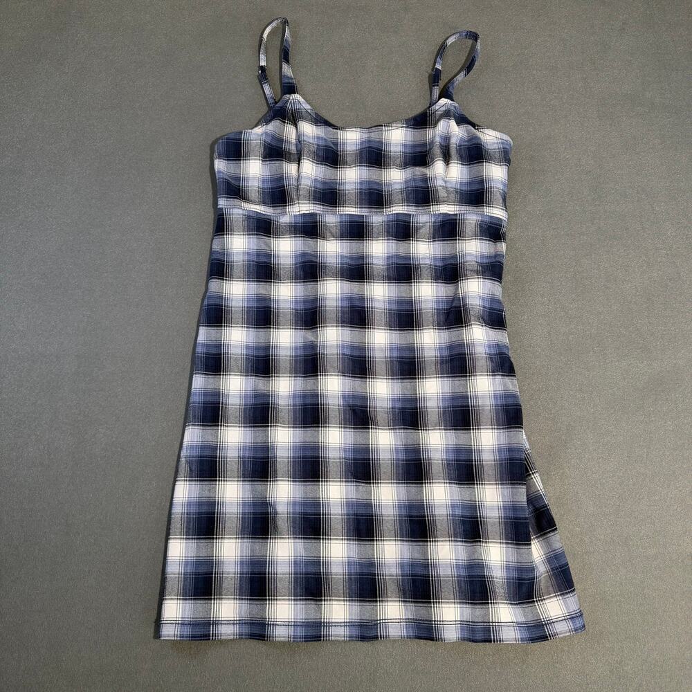 Hollister Blue & White Plaid Advanced Stretch Cami Mini Dress - Size L